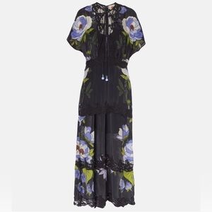 Farm Rio Soft Garden Floral & Lace Black Maxi Dress MRSP $298
